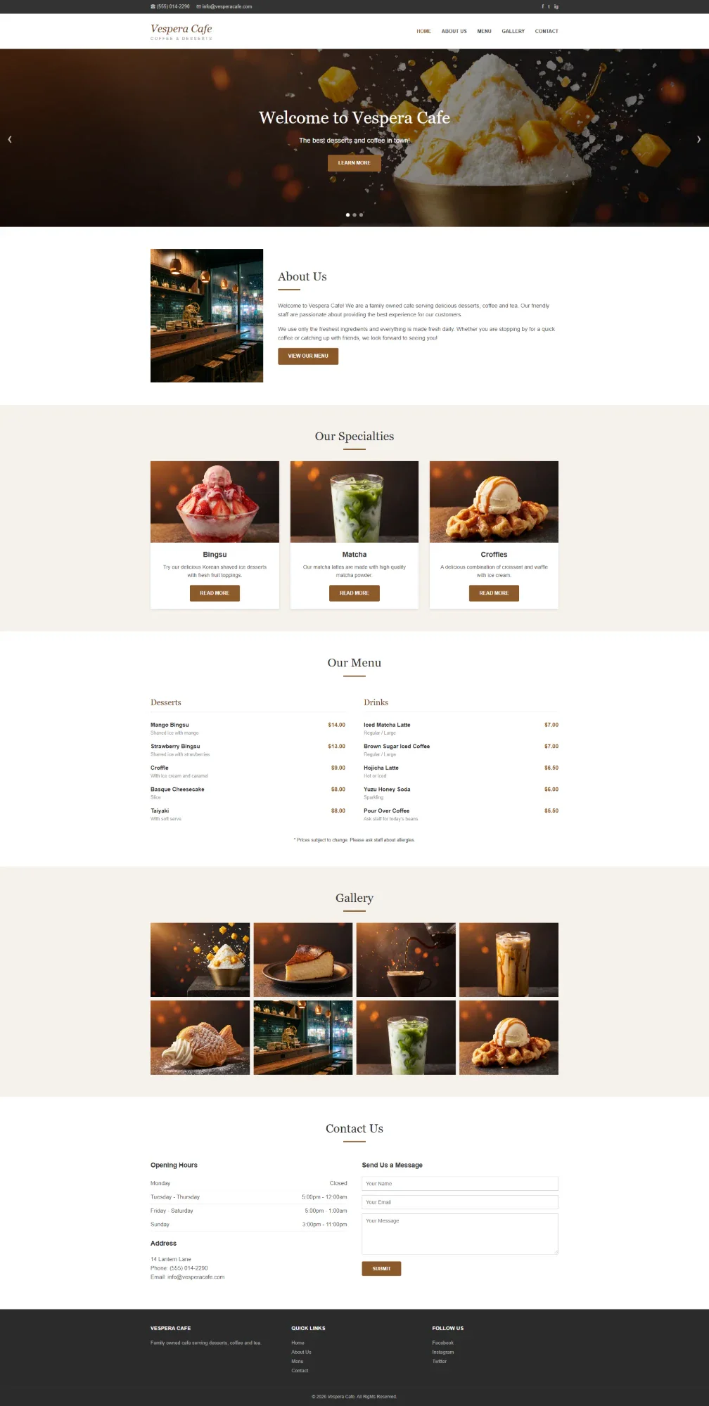 Vespera: the generic template website before the redesign